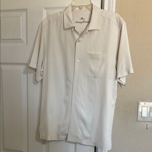 Tommy Bahama Silk Herringbone Camp Collar  Casual Button Down Shirt